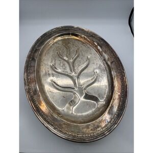 Vintage English Silver MFG Corp Silver Plated Footed Serving Tray Meat Plate